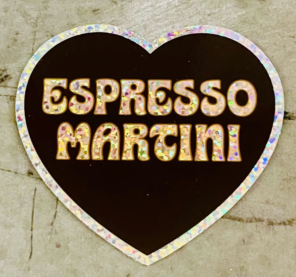 Espresso Martini Sparkly Heart Sticker