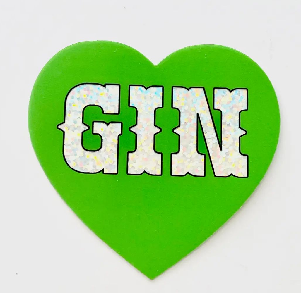 Gin Sparkly Heart Sticker 