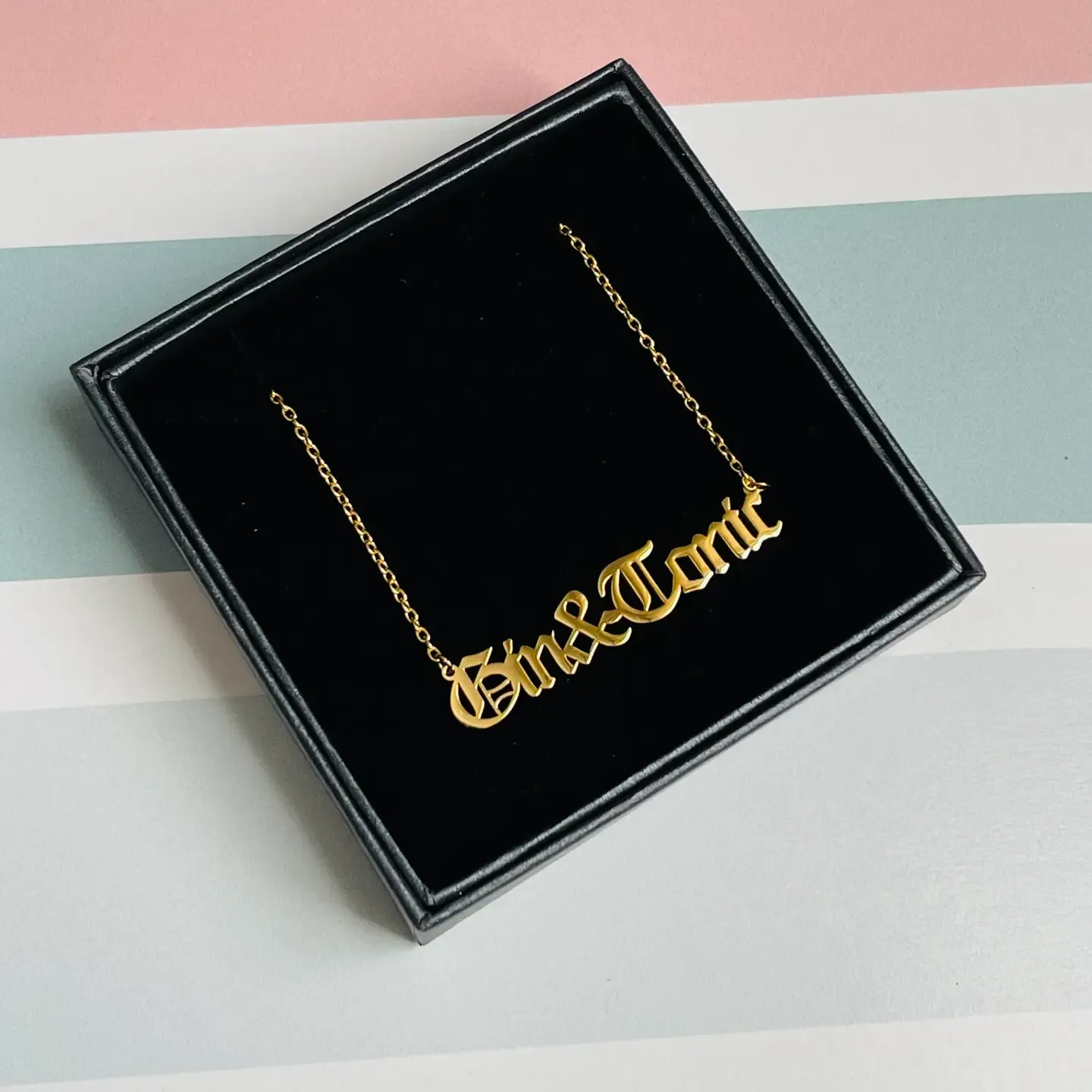 Gin and Tonic Word Necklace Silver