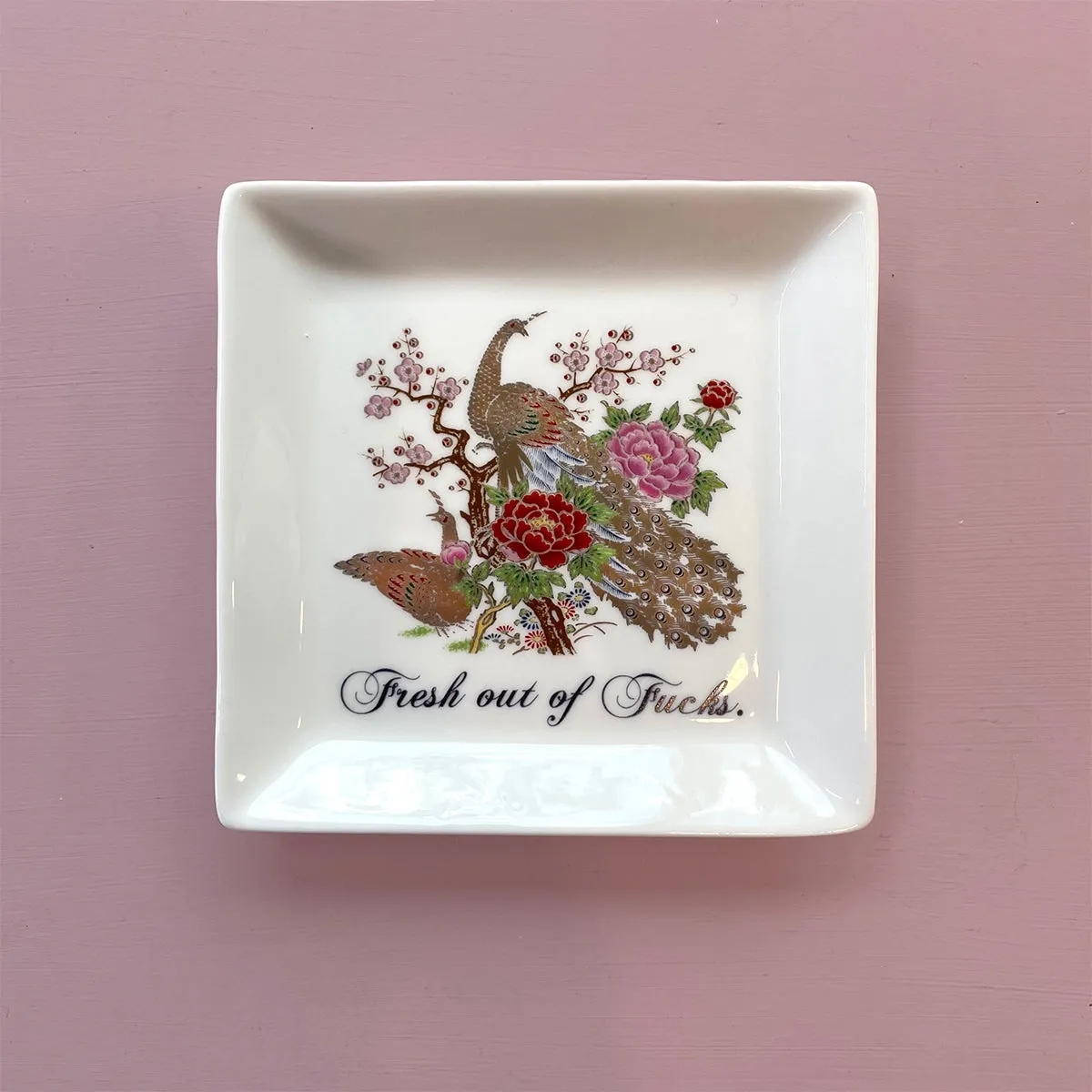 Fresh Out Of Fucks Peacock Trinket Tray
