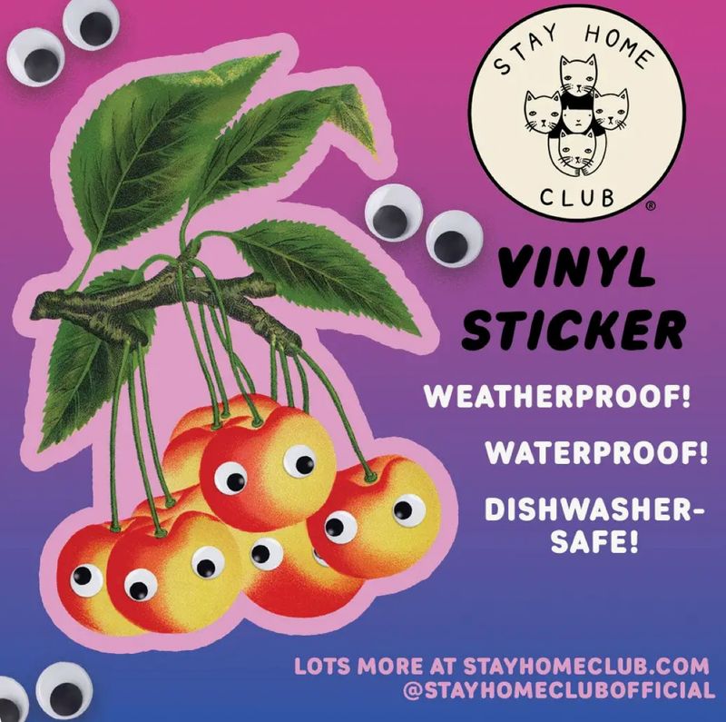 Googly CherriesVinyl Sticker