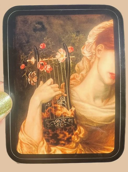 Lyre Player Pre- Raphaelite 3” sticker