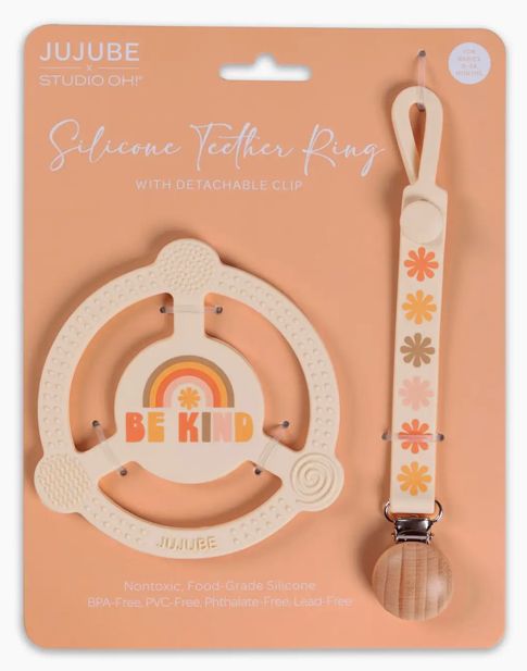 Silicone Teether Ring: Be Kind Rainbows