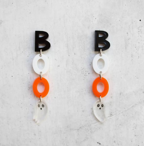 Boo Ghost Halloween Acrylic Earrings 