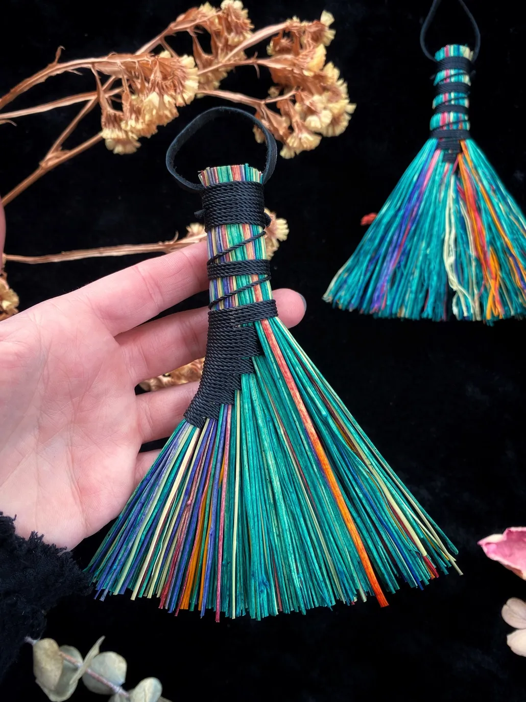 Hand-Dyed Altar Broom - Malachite