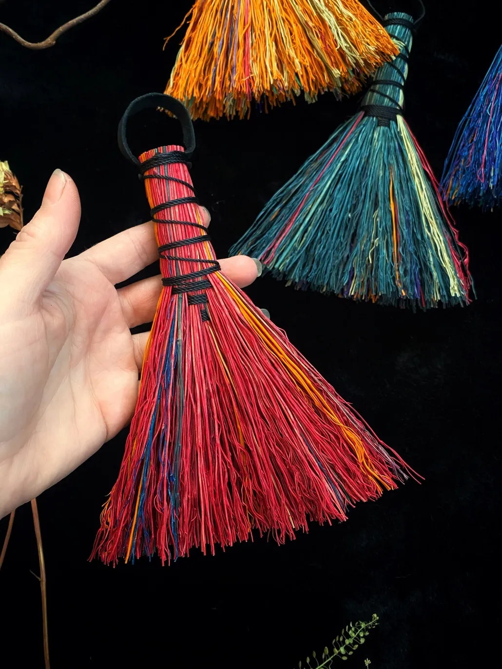 Hand-Dyed Altar Broom - Red