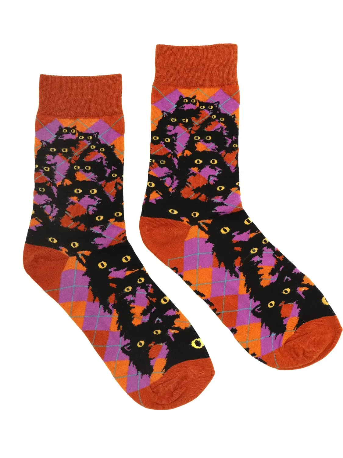 Argyle Kitty Socks Burnt Sienna