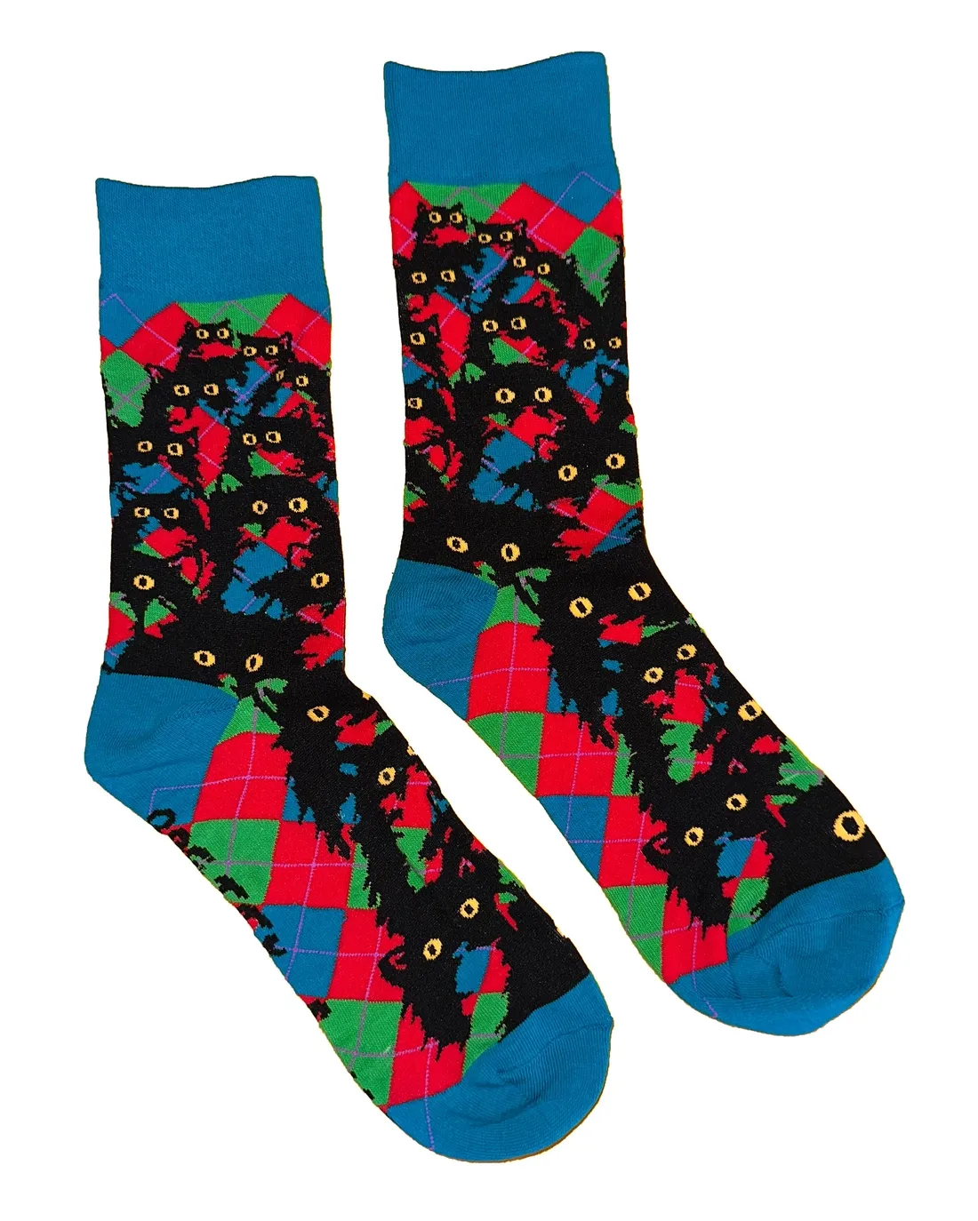 Argyle Kitty Socks Teal