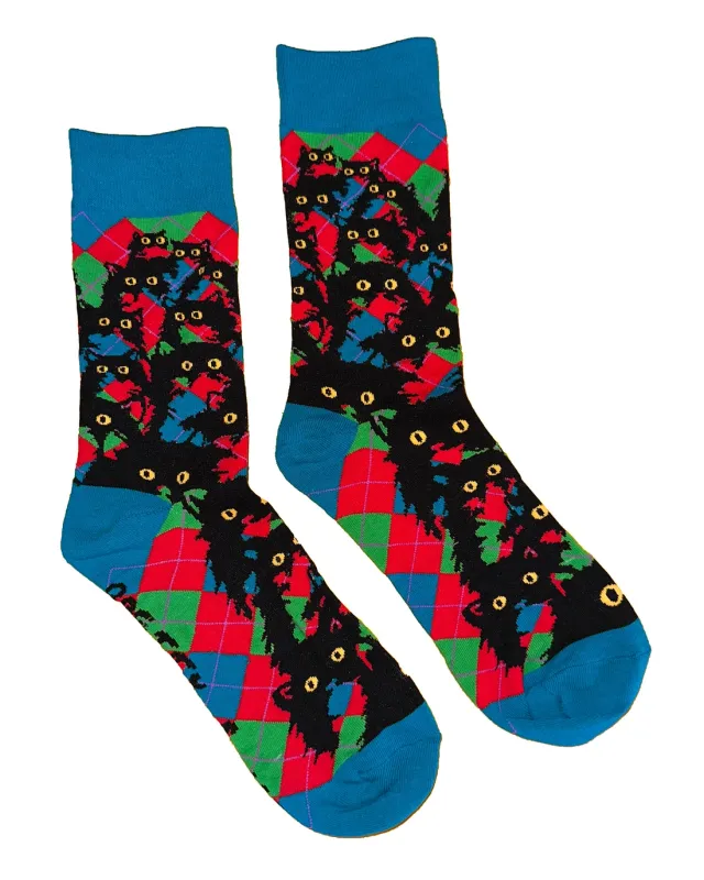 Argyle Kitty Socks Teal