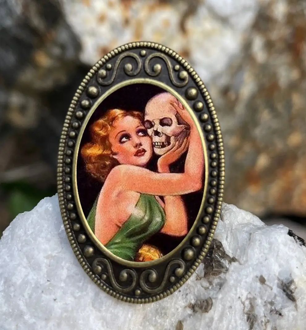 Woman with Skull Adjustable Ring