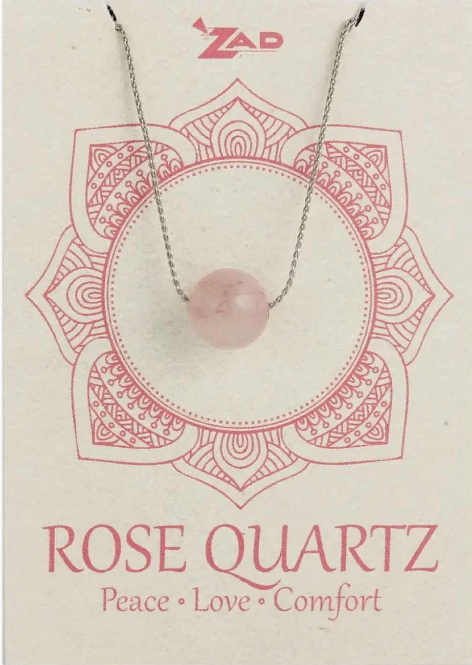 Rose Quartz Bead Silver Chakra Chain Necklace