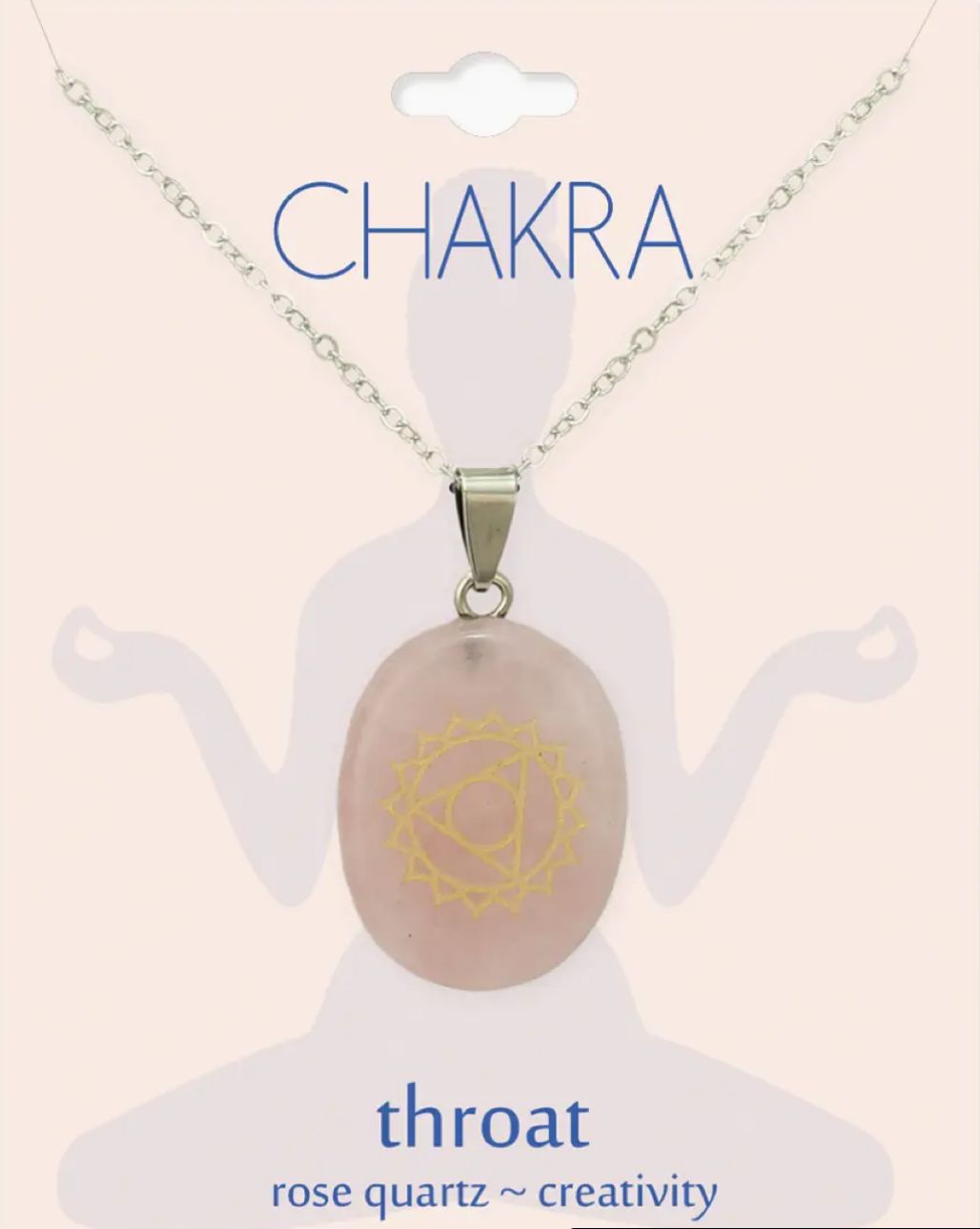 Throat Chakra Symbol Rose Quartz Necklace