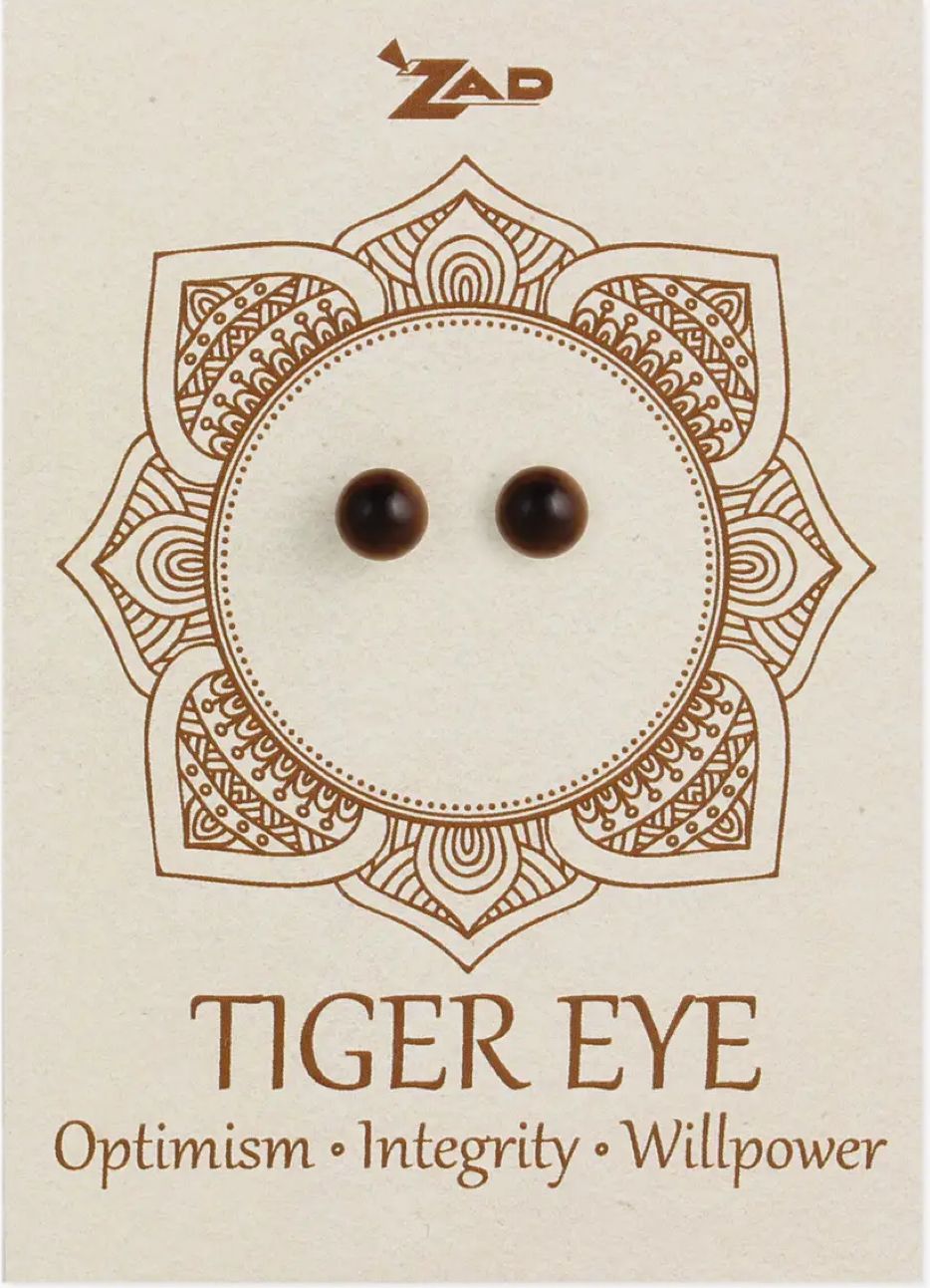 Tiger Eye Chakra Round Post Earring