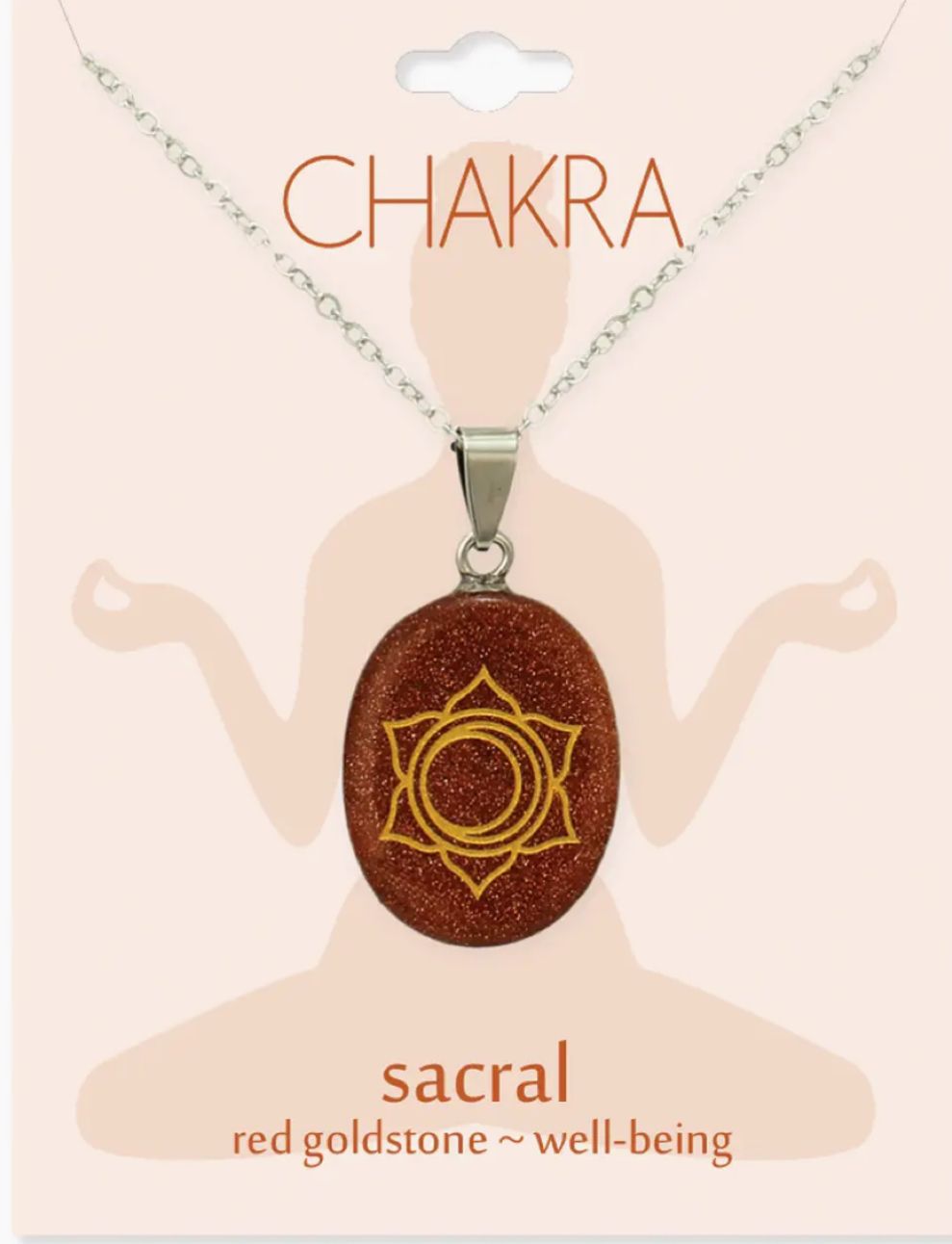 Sacral Chakra Symbol Goldstone Necklace