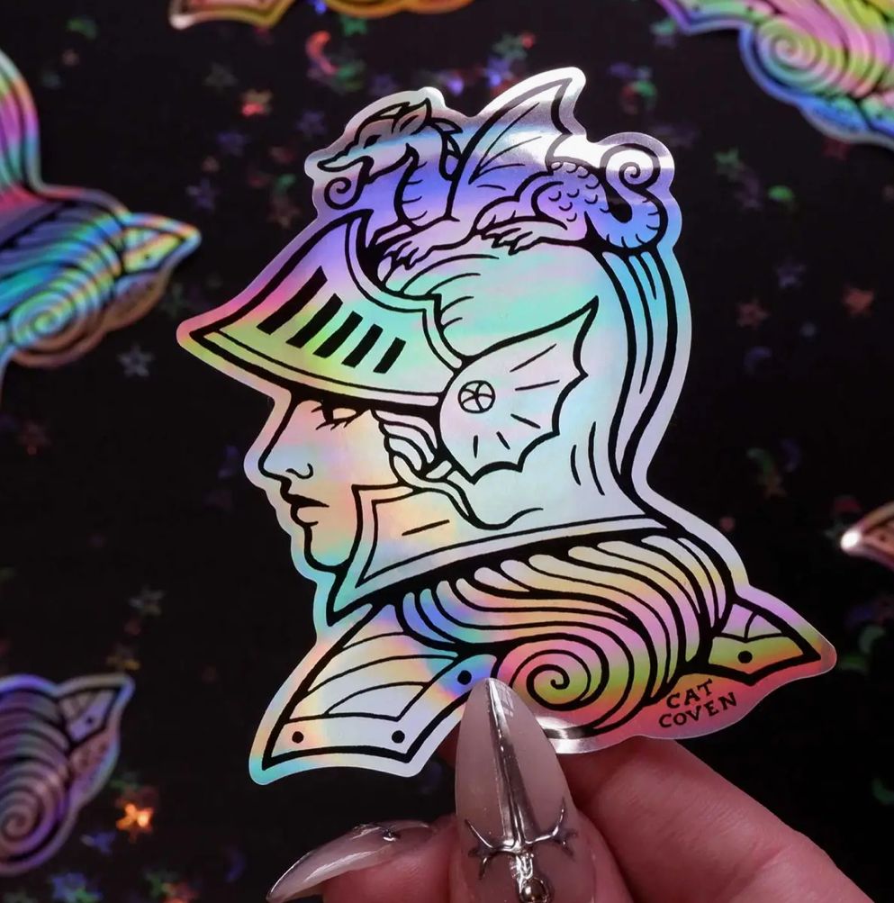 Lady Knight Holographic Sticker