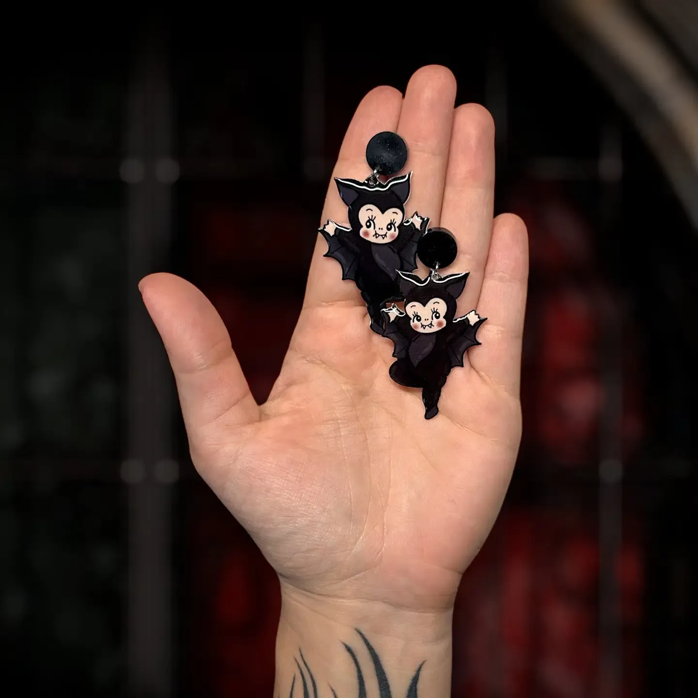 Bat Kewpie Earrings