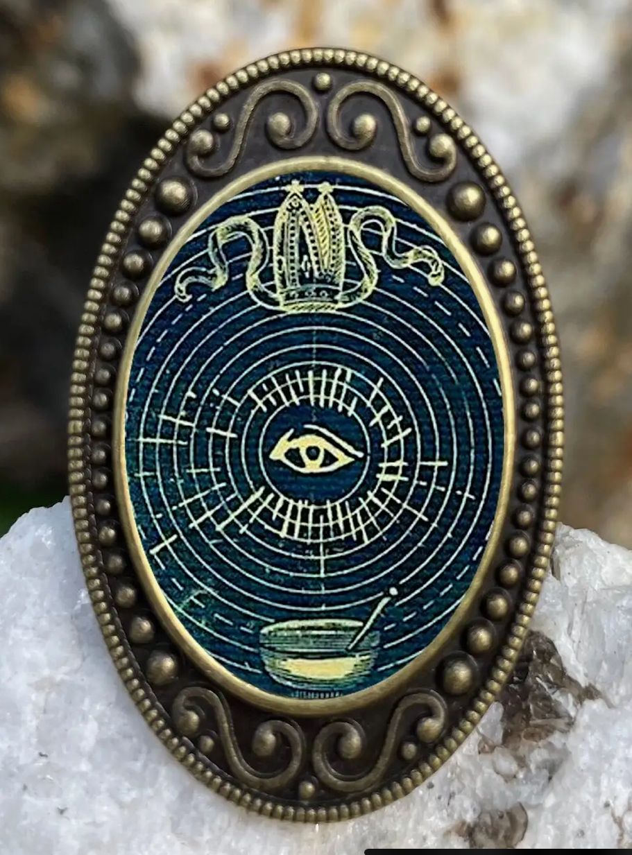 Eye Tarot Card Antiqued Bronze Adjustable Ring