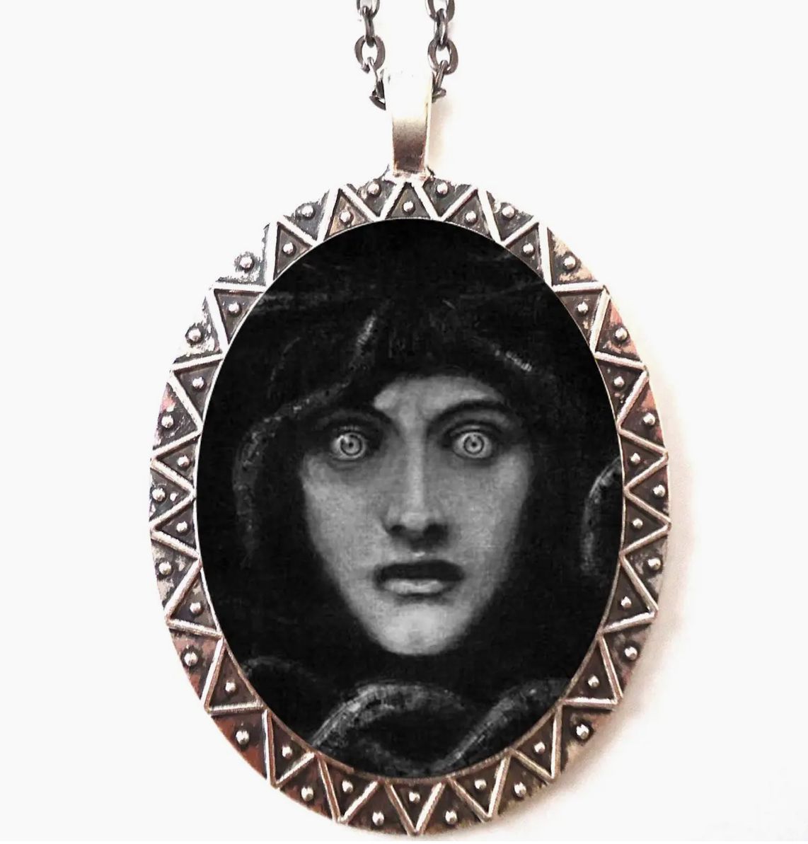 Medusa Necklace Pendant Silver Tone