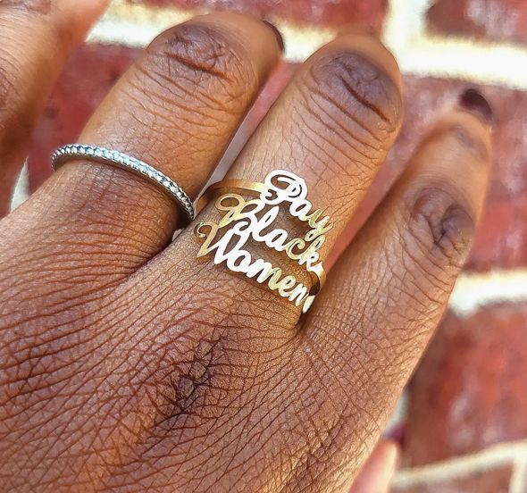 Pay Black Women Brass Adjustable Ring