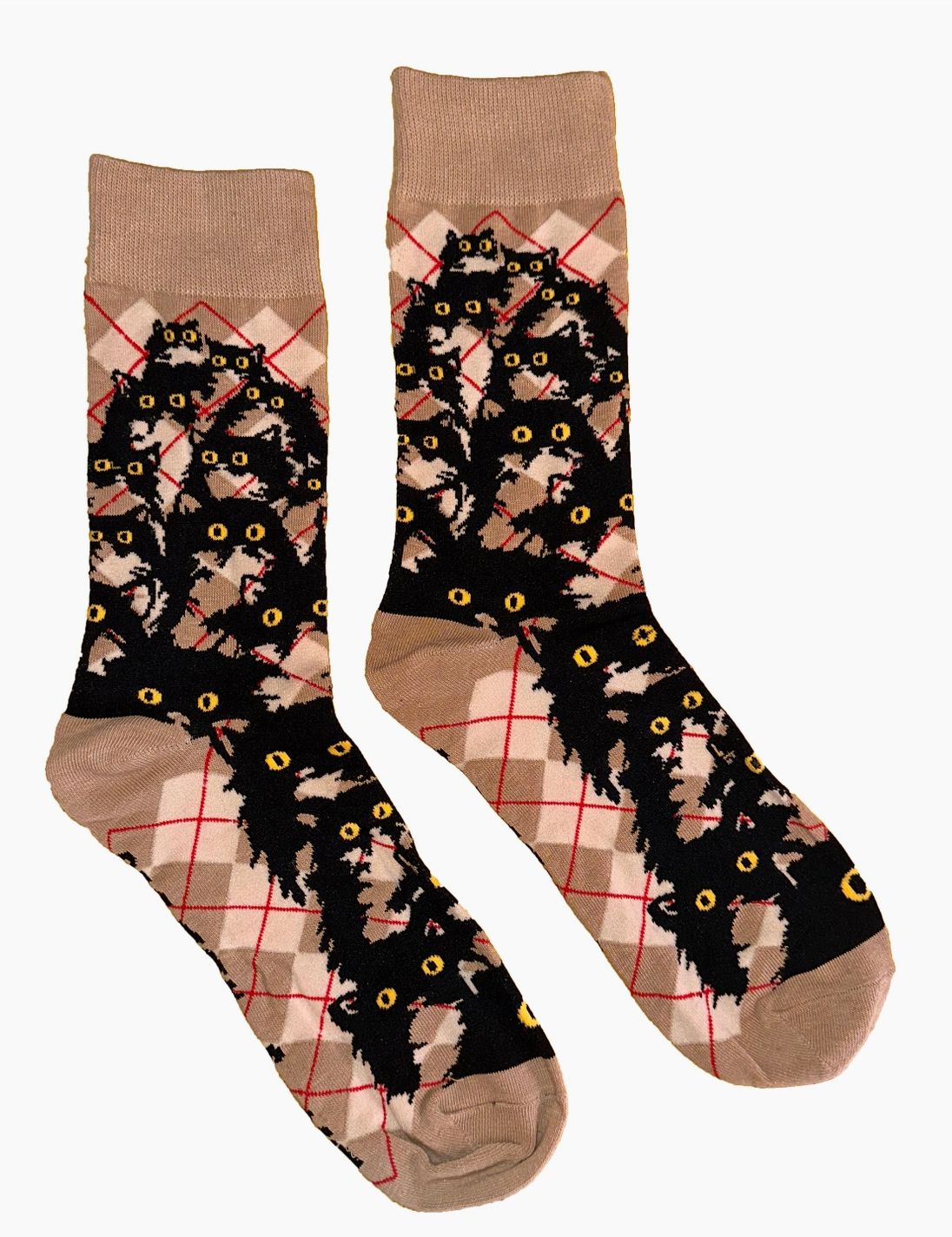 pretty Snake Argyle Kitty Socks In Color Sand