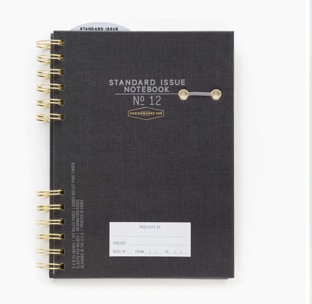 Standard Issue Planner Notebook No. 12. Black wit h Spiral Edge