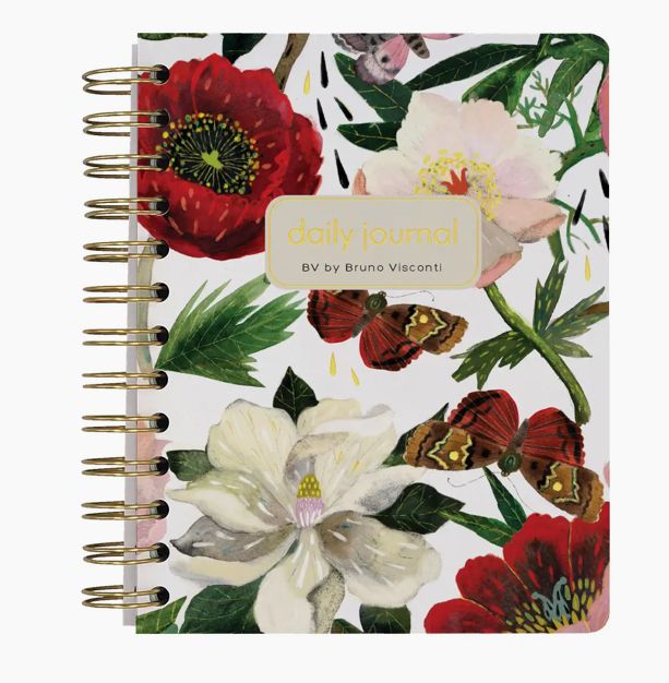 Spiral Daily Planner White With Floral Design