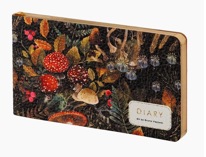 Horizontal Vegan Leather Black Journal W/ Berries