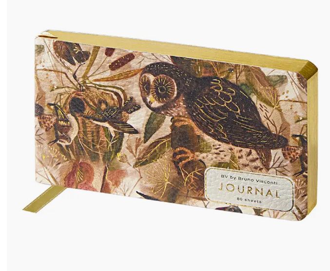 Horizontal Vegan Leather Cream With Owls