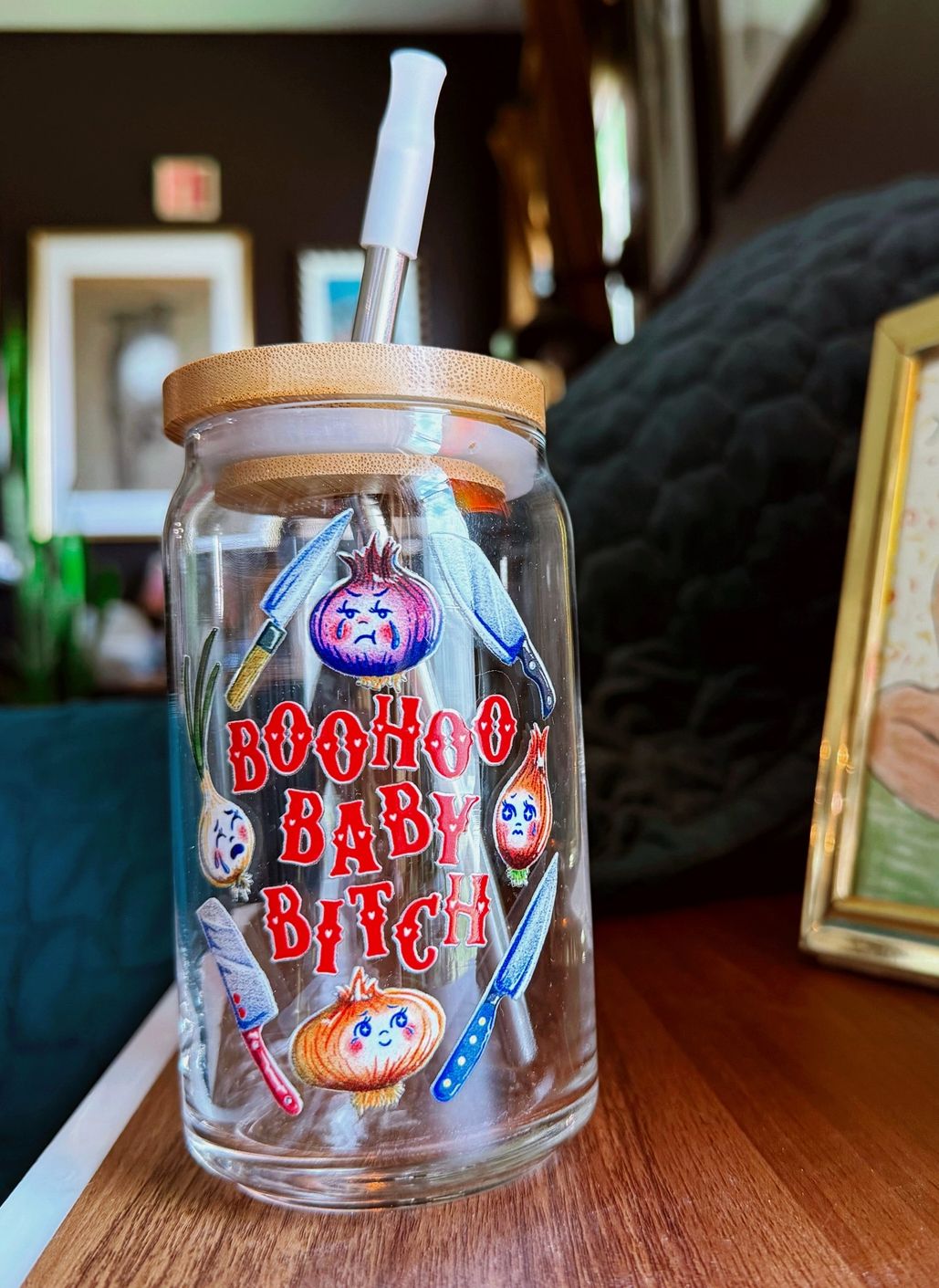 Boohoo Baby Bitch Glass Cup With Lid