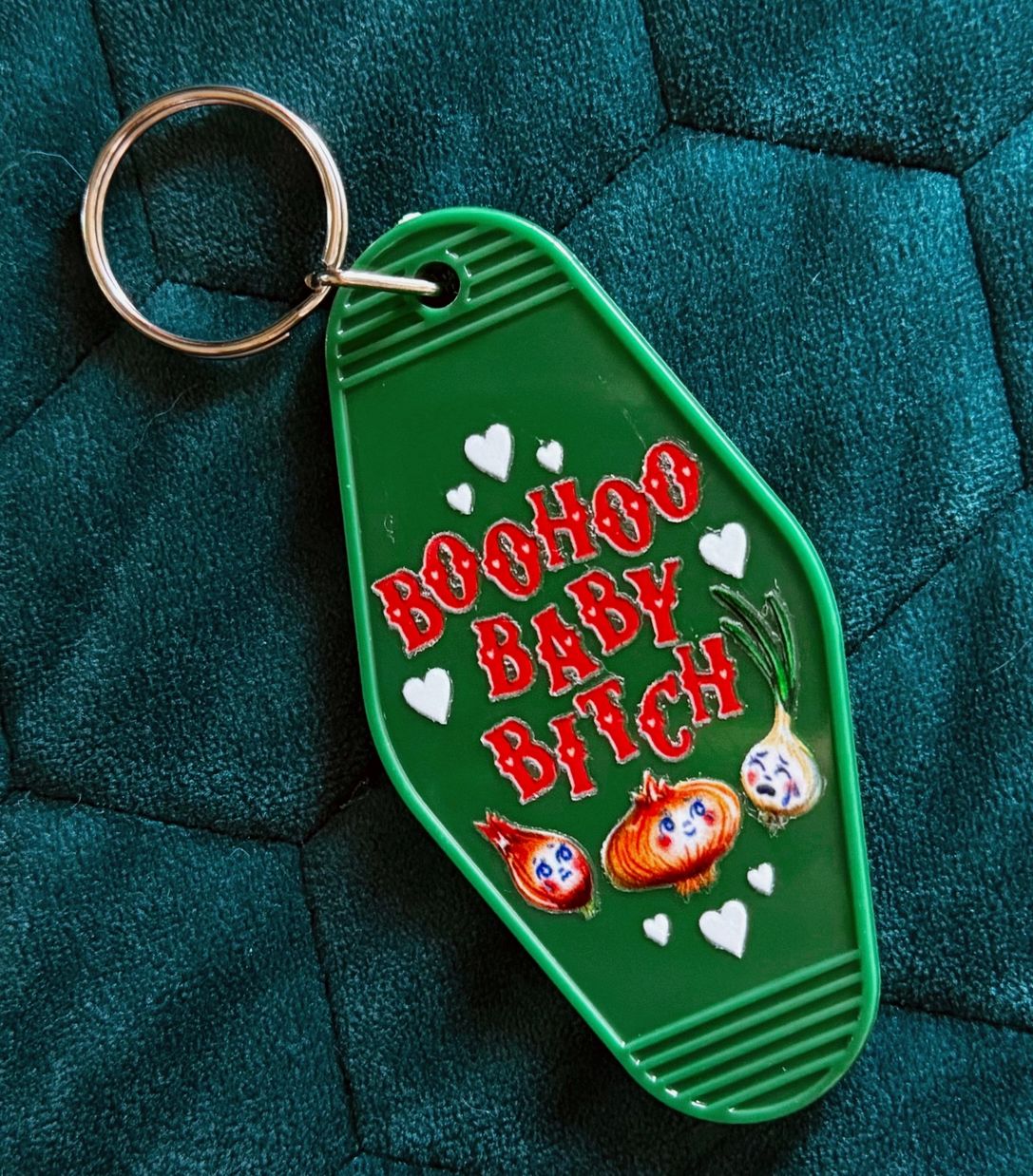 Boohoo Baby Bitch Green Key Fob