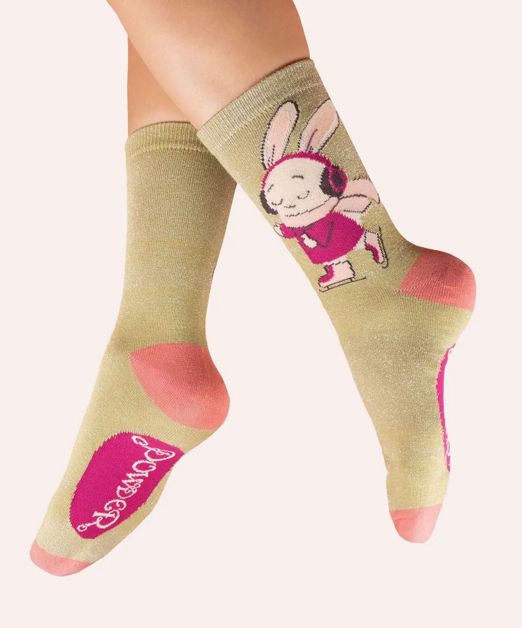 Skatting Bunny Sparkly Ladies Socks 