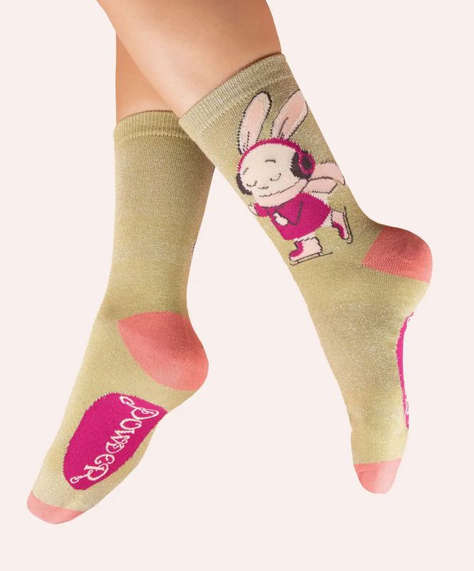 Skatting Bunny Sparkly Ladies Socks 