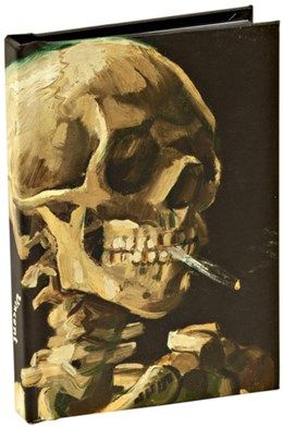Mini Notebook: Head of a Skeleton with a Burning Cigarette by Vincent van Gogh, Skull, Hardcover, Mini Notebook - 120 Dot-Grid Pages with Lay Flat Binding:  Pocket Size Mini Hardcover Notebook with Pa