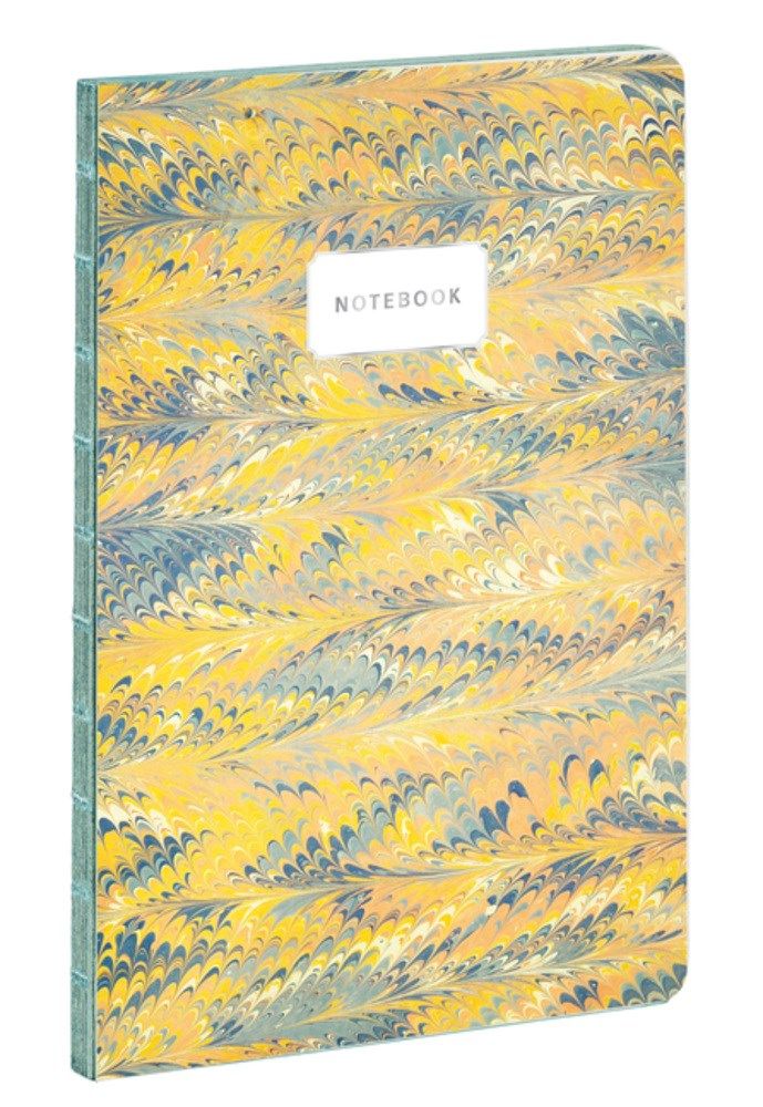 Florentine Yellow Marble-Print Notebook, Paperback - 140 Lined Pages with Lay Flat Binding:  Our A5 Size Standard Paperback Notebook