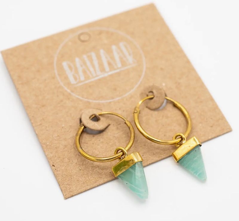 Brass Stone Amazonite Earrings