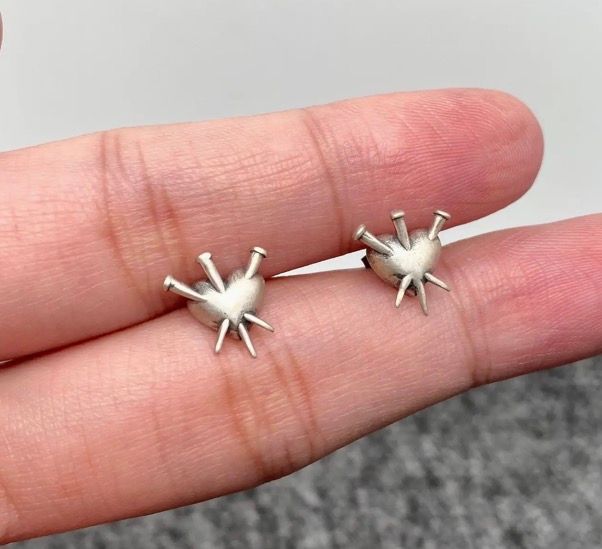 Sterling Silver Gothic Three of Swords Tarot Ear Studs