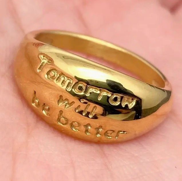 'tomorrow Will Be Better' 18K Gold Plated Ss Ring