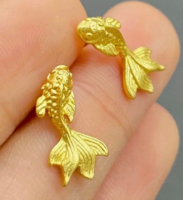 14K Gold Plated Goldfish Ear Studs