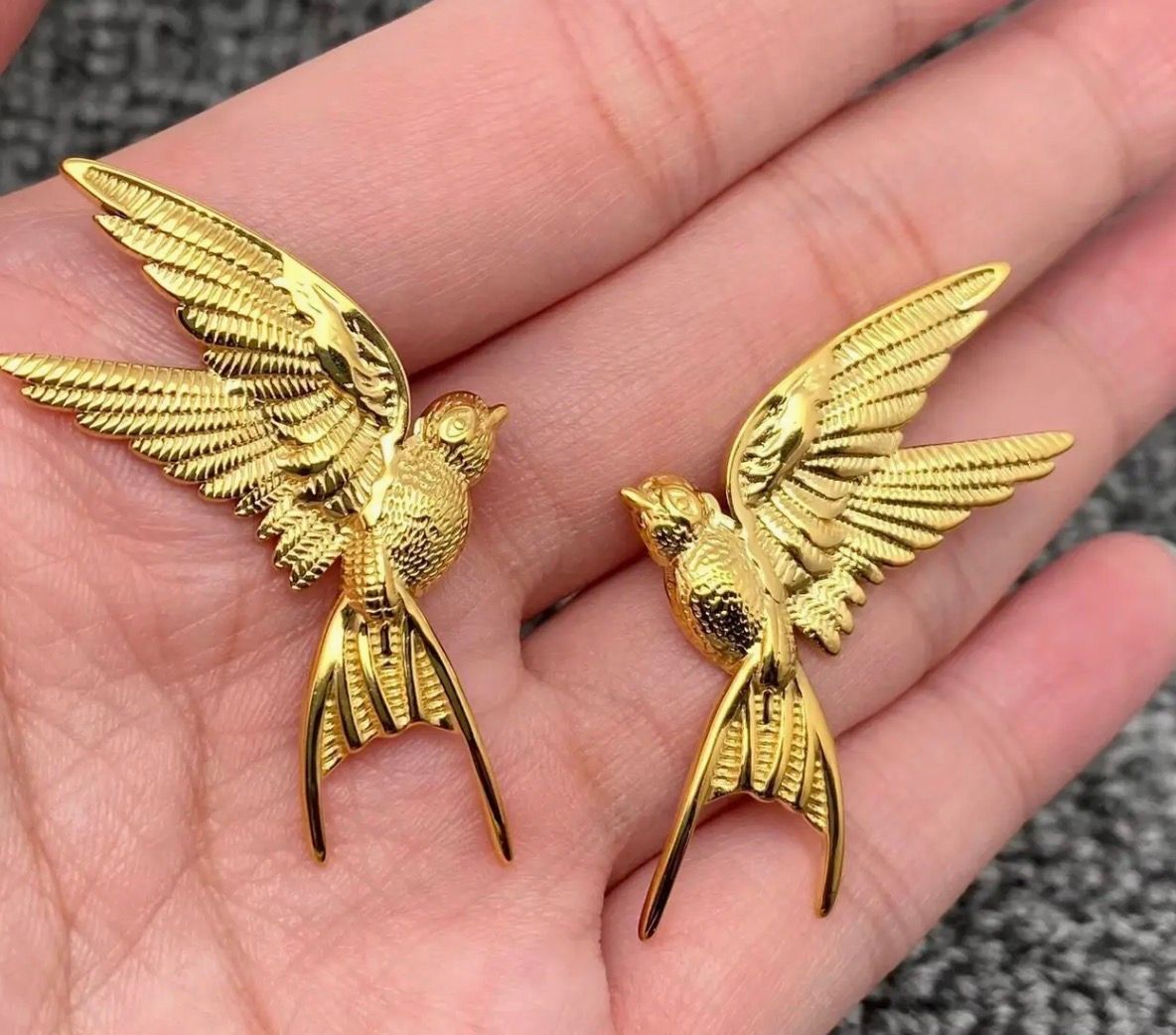 18K Gold Plated Stainless Steel Bird Stud Earrings