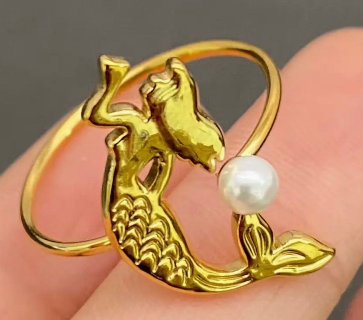 Mermaid 18K Gold Plated Stainless Steel Ring