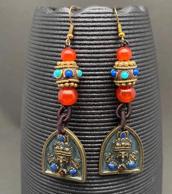 Tibetan Zhakiram Dangle Earrings