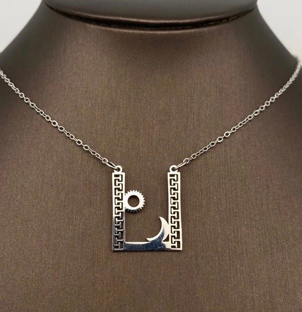 Sun Moon 18k Gold Plated Stainless Steel Necklass steel color