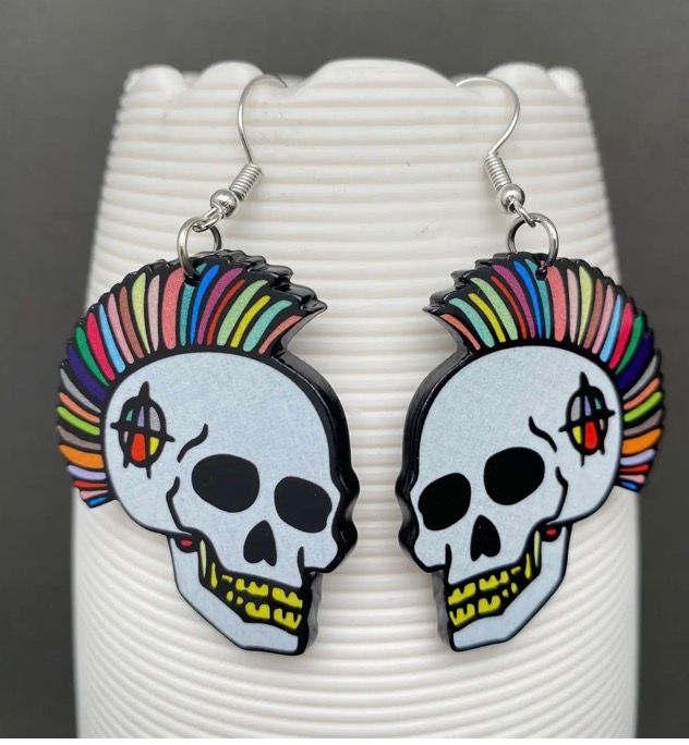 Acrylic Punk Skull Earrings