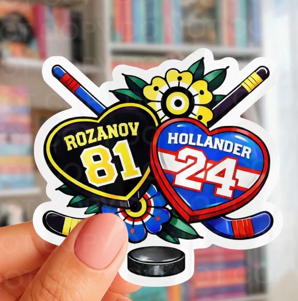 Hockey Romance, Bookish Tattoo Style Sticker