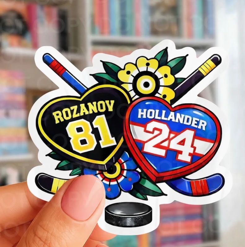 Hockey Romance, Bookish Tattoo Style Sticker
