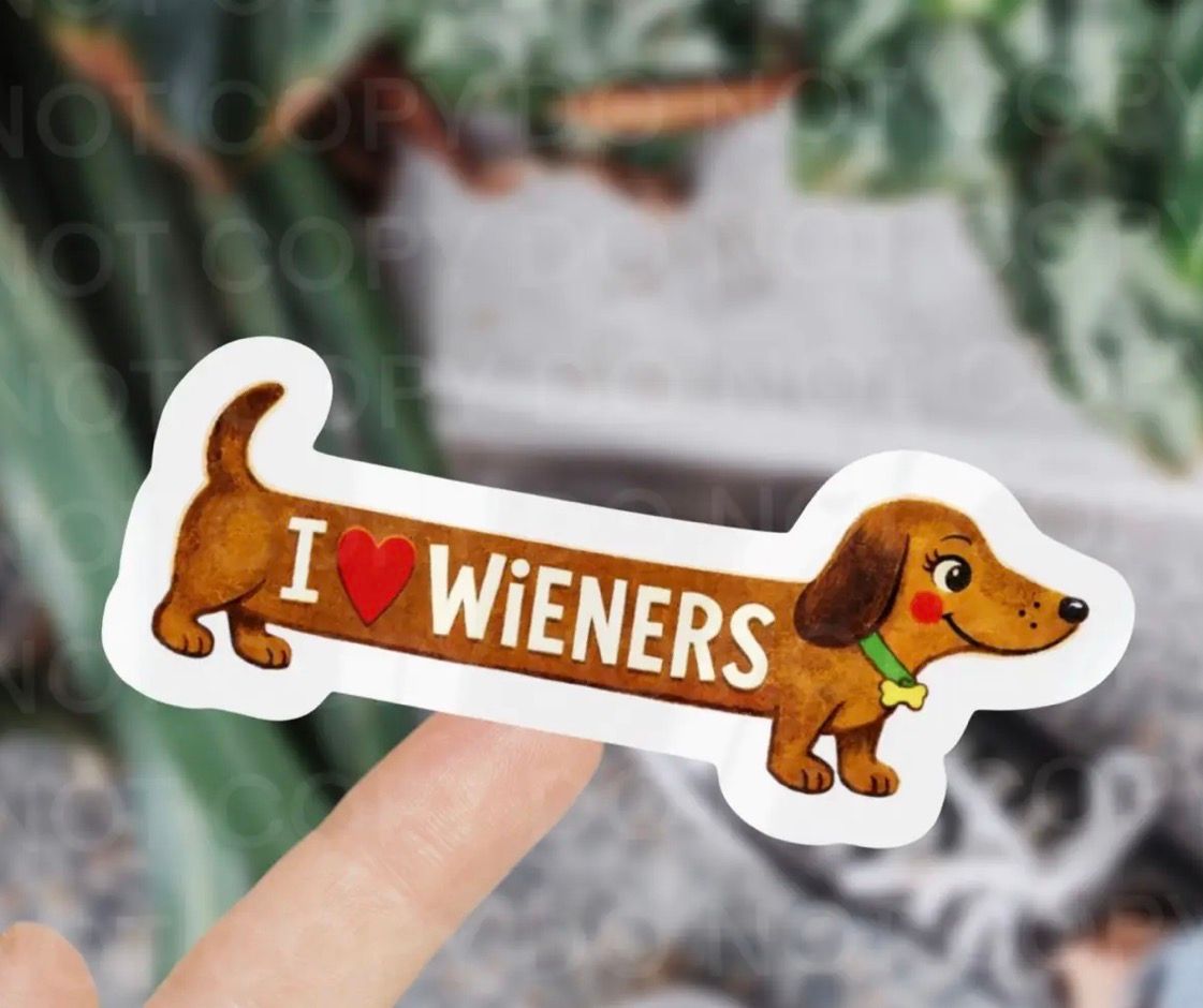 I Love Wieners, Dachshund Dog Sticker