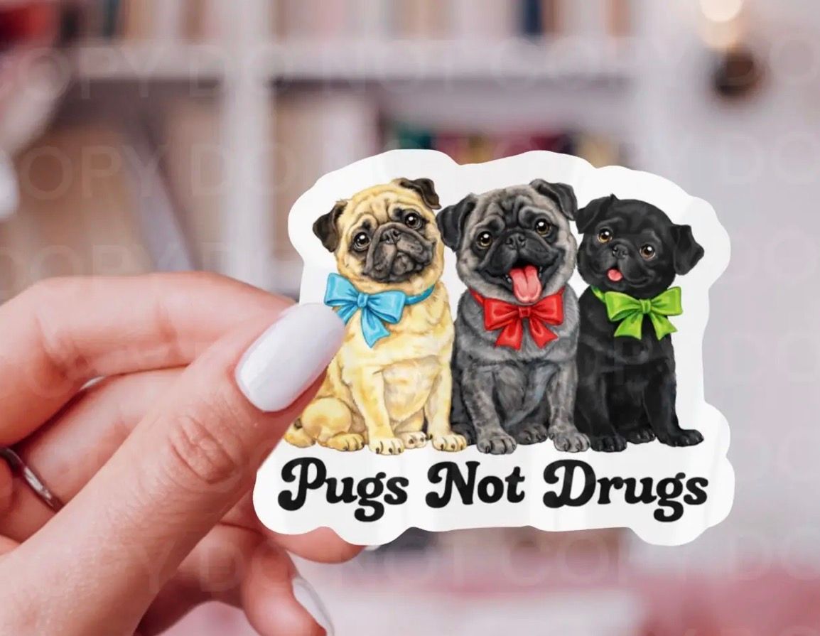 Pugs Not Drugs Stickers