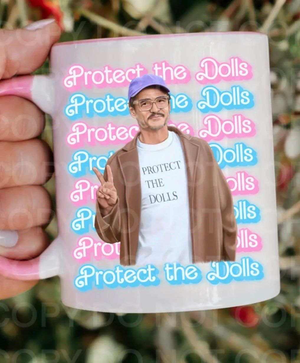 Pedro Protect the Dolls Mug with Pink Handle