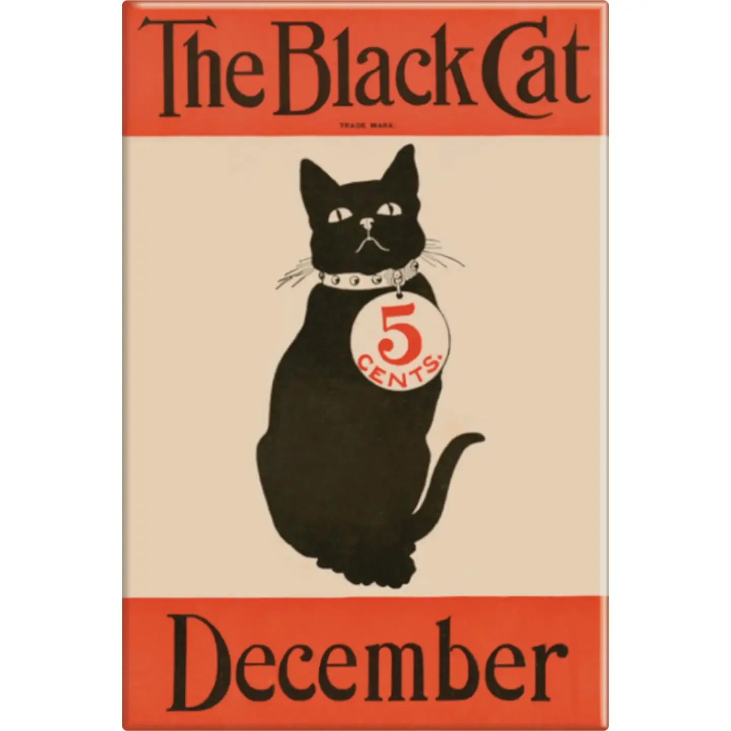 Magnet - Black Cat Print Retro