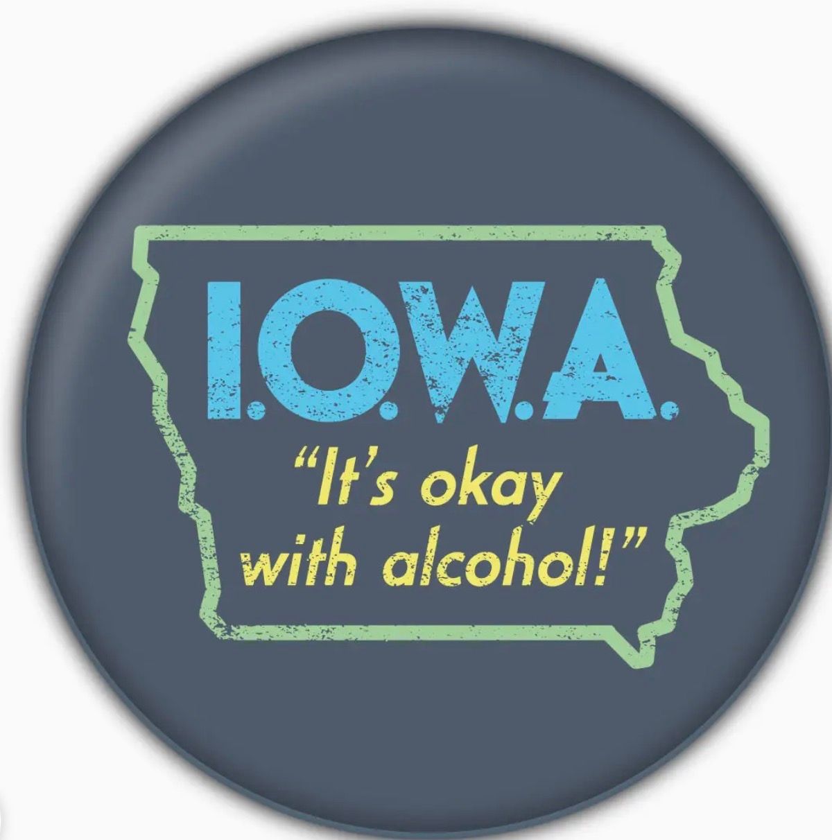 I.O.W.A.  ( it’s okay with alcohol) Navy Round Coaster